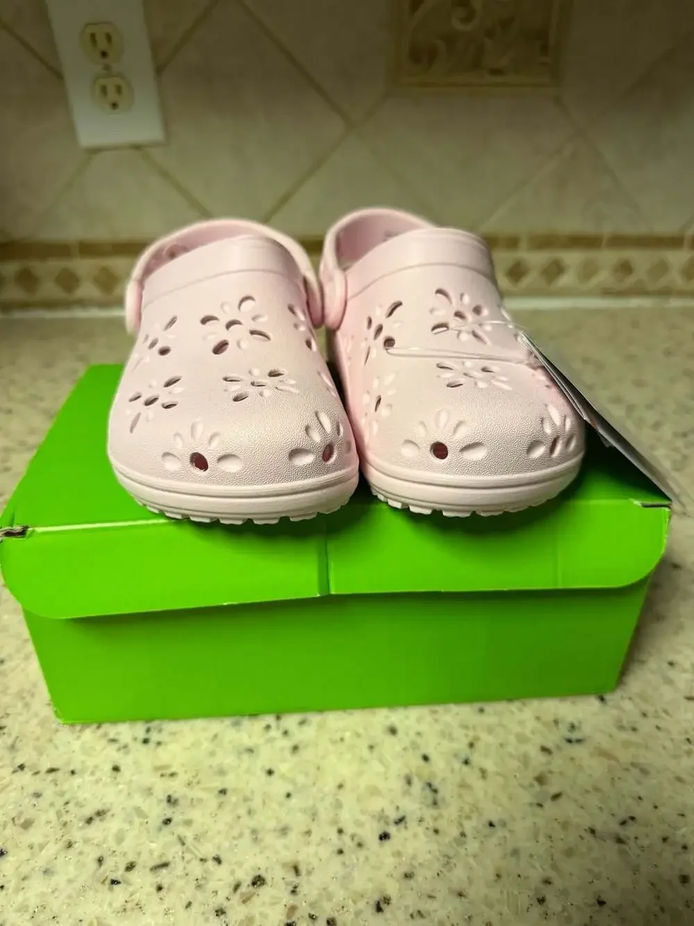 Crocs Kids Classic Floral Cut Out Clog in Pink Milk